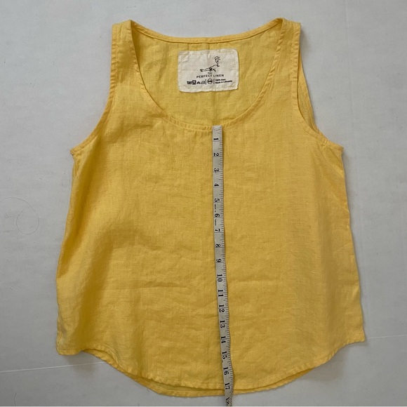 not PERFECT LINEN Yellow Tank Top in Small / Medium, Sleeveless Blouse No Flaws - Picture 4 of 10